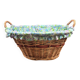 Vintage wicker basket – Blue floral fabric & matching cushion