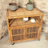 Wicker storage cabinet