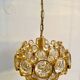 Lustre Bulle en Cristal et Laiton Doré attribué à Gaetano Sciolari pour Palwa - Allemagne, 1960