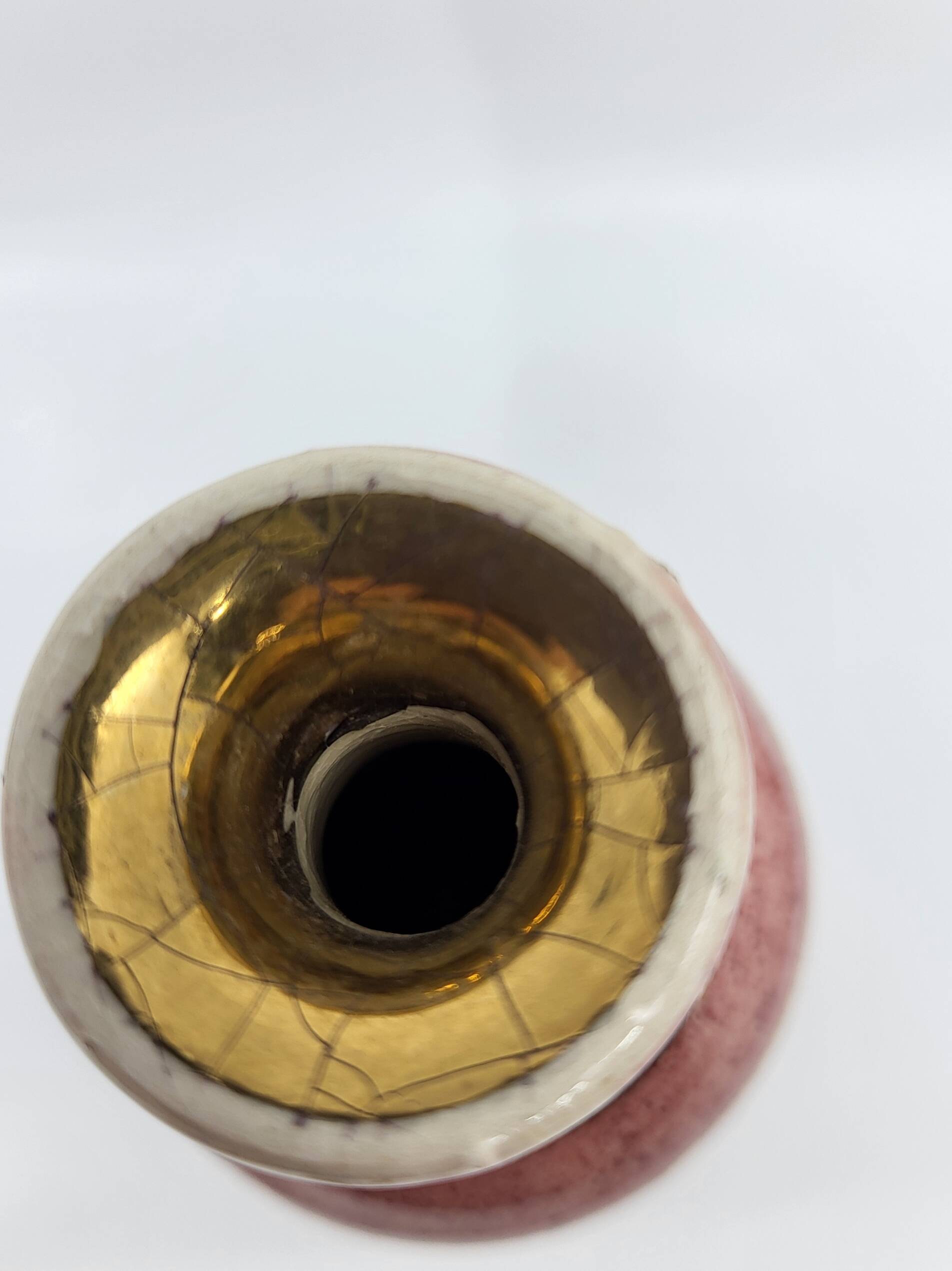 Georges Pelletier soliflore vase in fine gold rose ceramic, France.