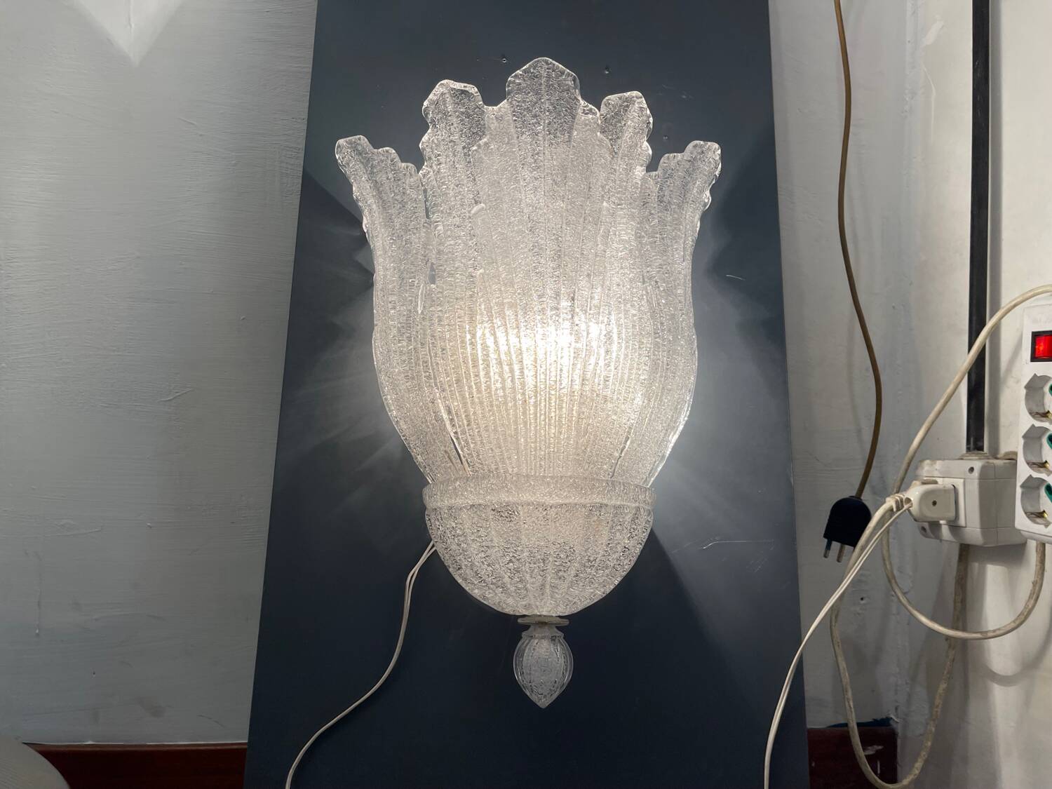 Large Venetian Murano Glass Sconces, 1980s Set of 2