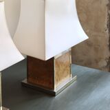 Pair of elm magnifying lamps, 1970s