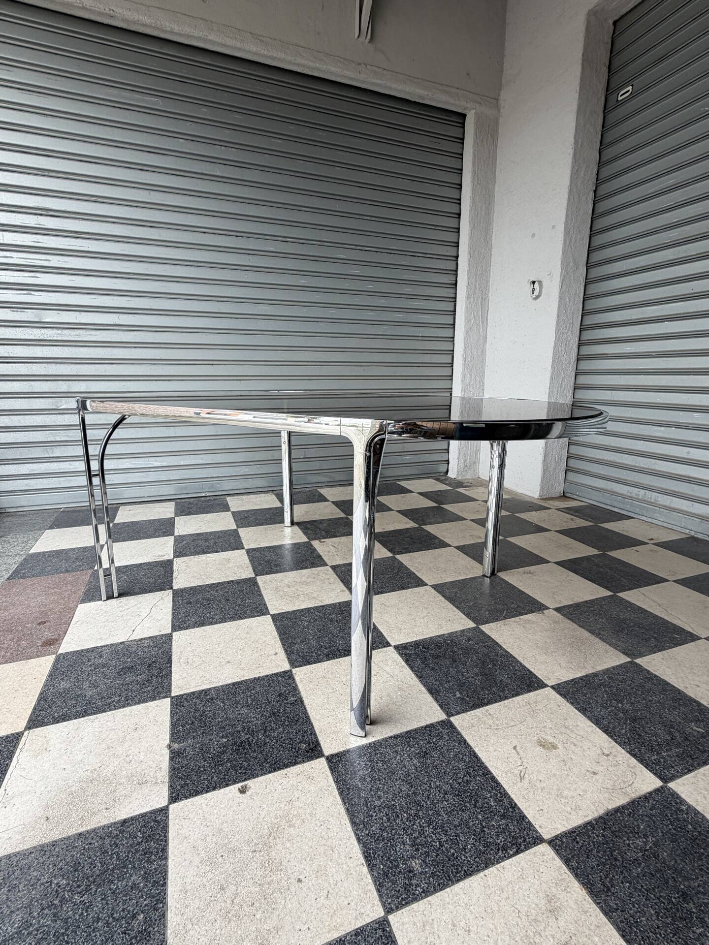 Vintage glass and chrome table
