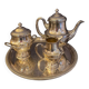 Antique 4-piece tea service silver metal louis xv style godron decor