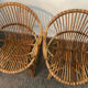Pair of rattan shell armchairs 60s