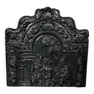 Antique cast iron fireplace plate
