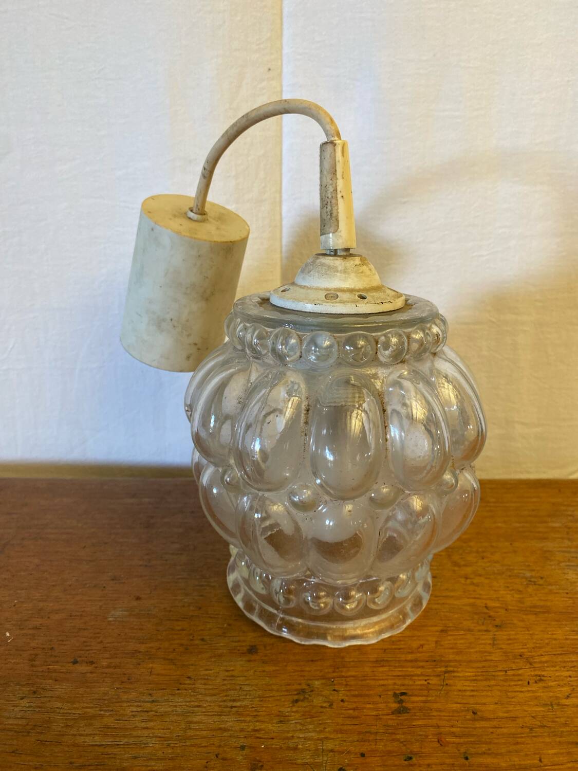 Antique pendant light molded glass 70s vintage