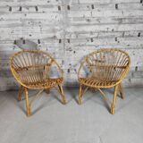 Pair of vintage rattan armchairs