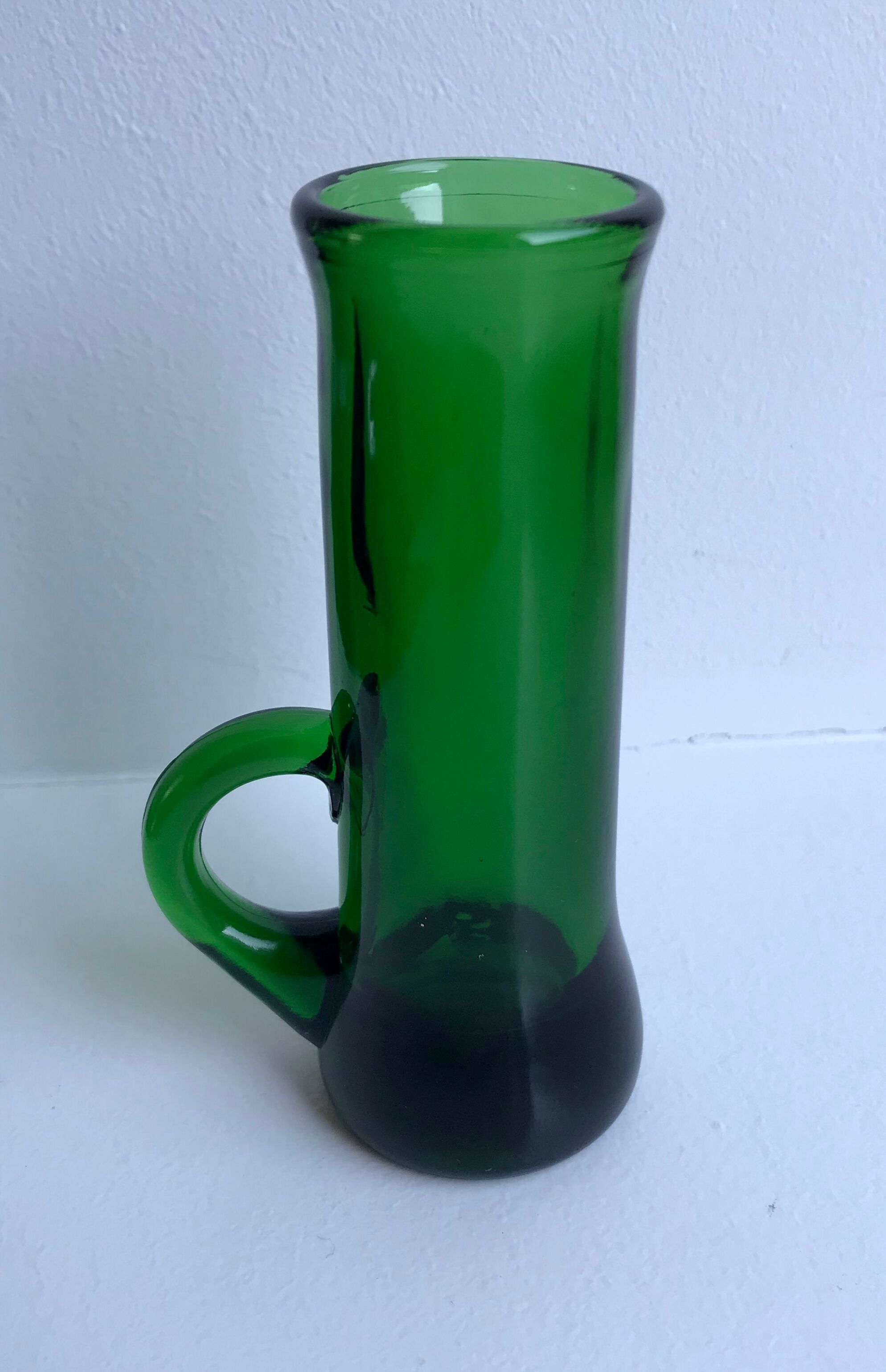 Green glass candle holder 70s