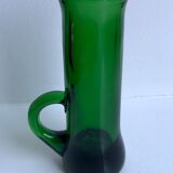 Green glass candle holder 70s