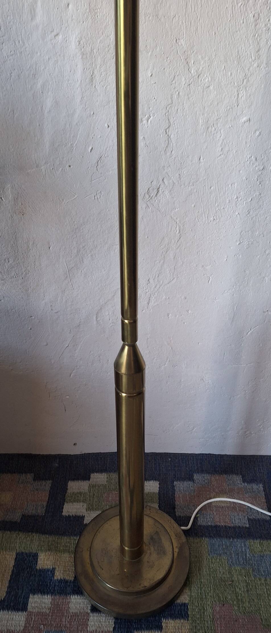 Brutalist mid-century brass floor lamp with 4 lights, 1960s