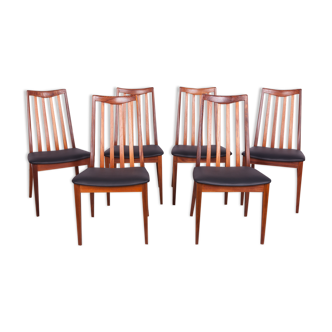 Chaises de salle à manger en cuir et teck par Leslie Dandy pour G-Plan, années 1960, Set de 6