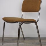 Suite of 6 chrome and tweed chairs 50