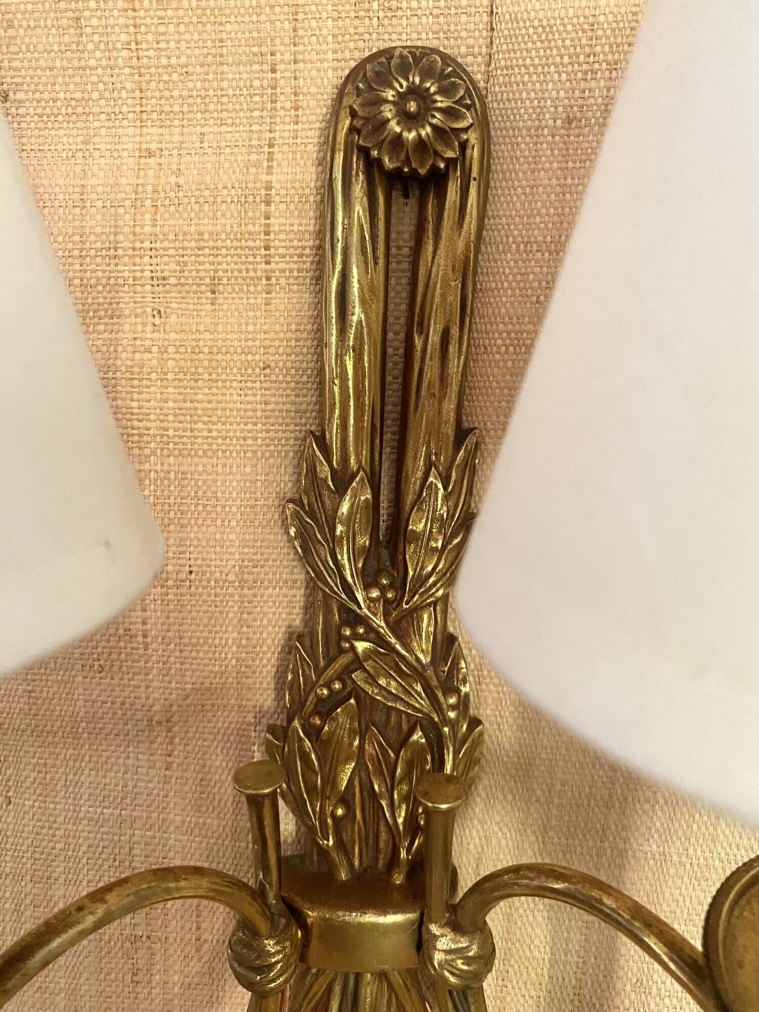 "50s hunting horn wall light, clip-on lampshades"