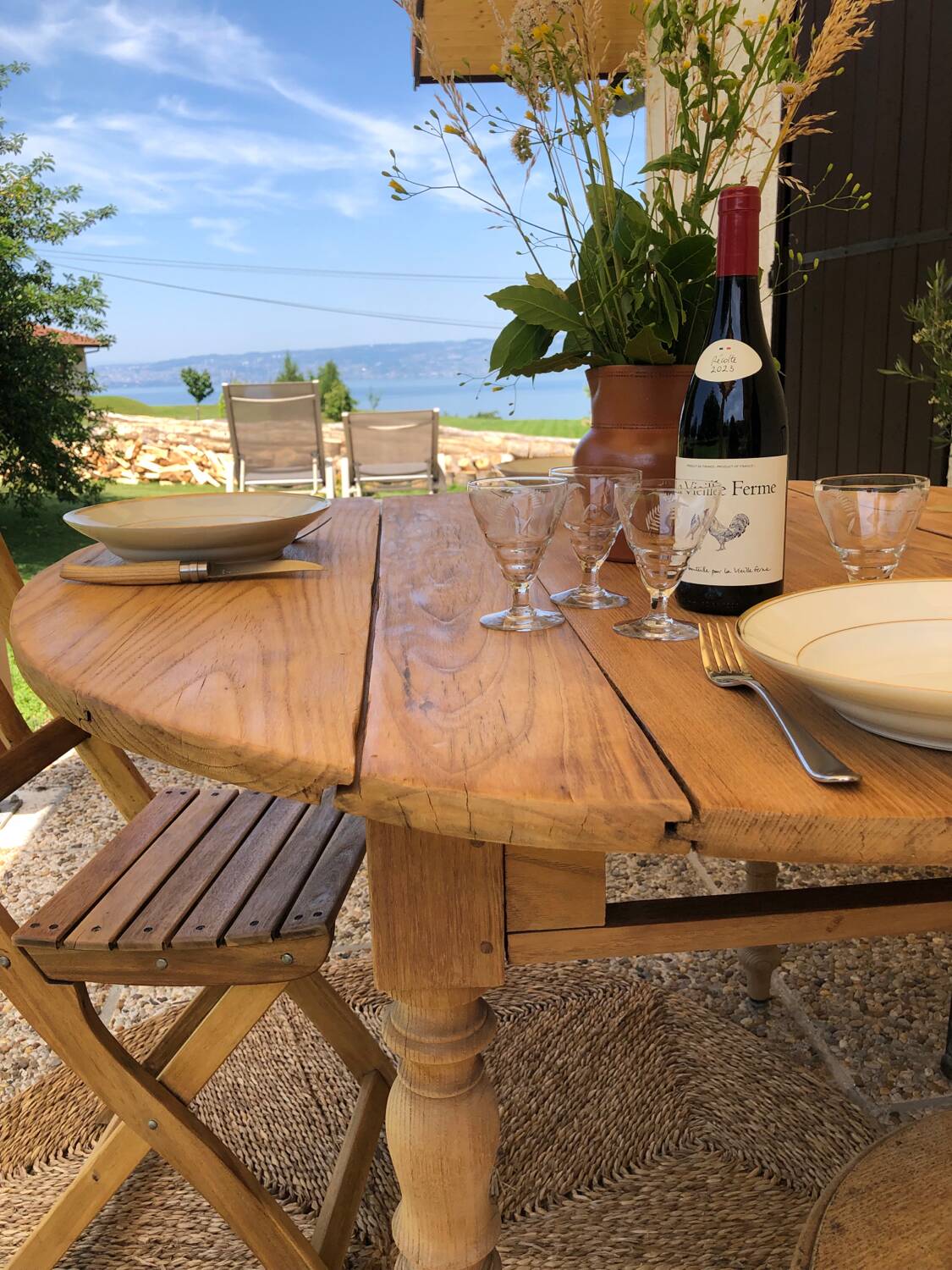Farmhouse table with shutters
