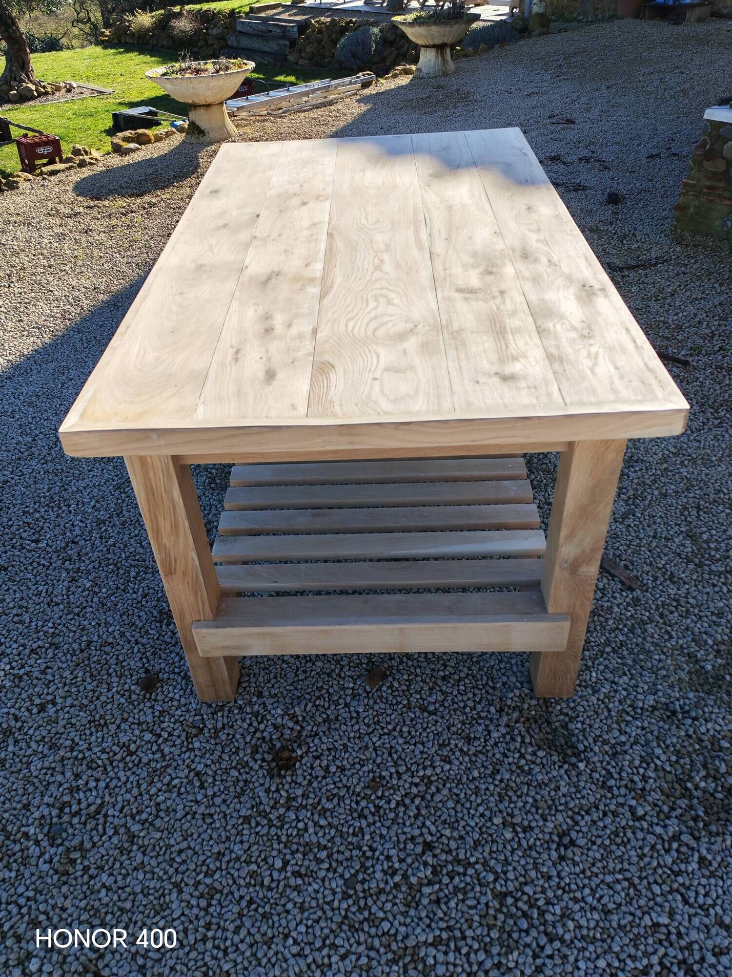 Solid raw oak table/island type "butcher's block" 180x105