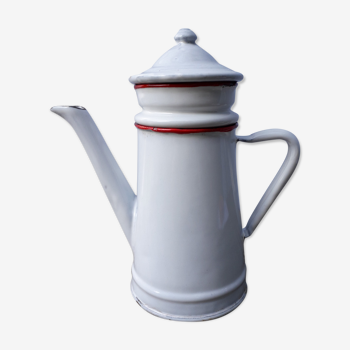 50cl white and red enamelled coffee maker