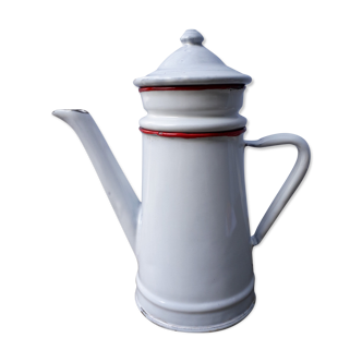 Cafetière émaillée blanche et rouge 50cl