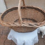 Oval basket woven wicker and hazel