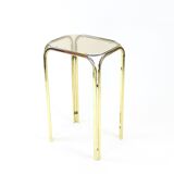 Table d'appoint haute en métal avec plateau en verre, Tchécoslovaquie, années 1970