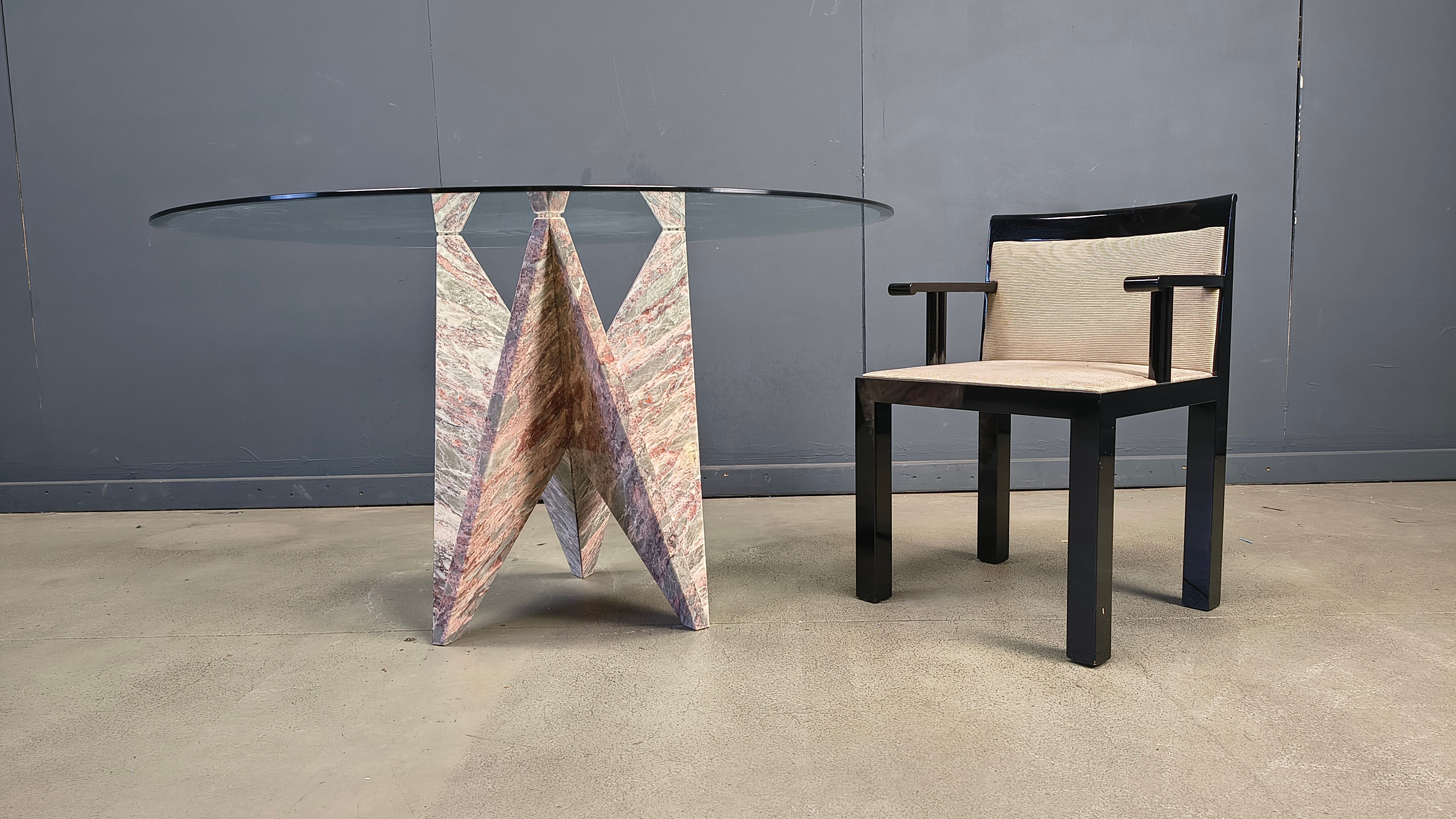 Architectural marble and glass dining table, 1970s