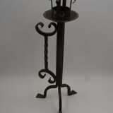 Brutalist wrought iron candle holder
