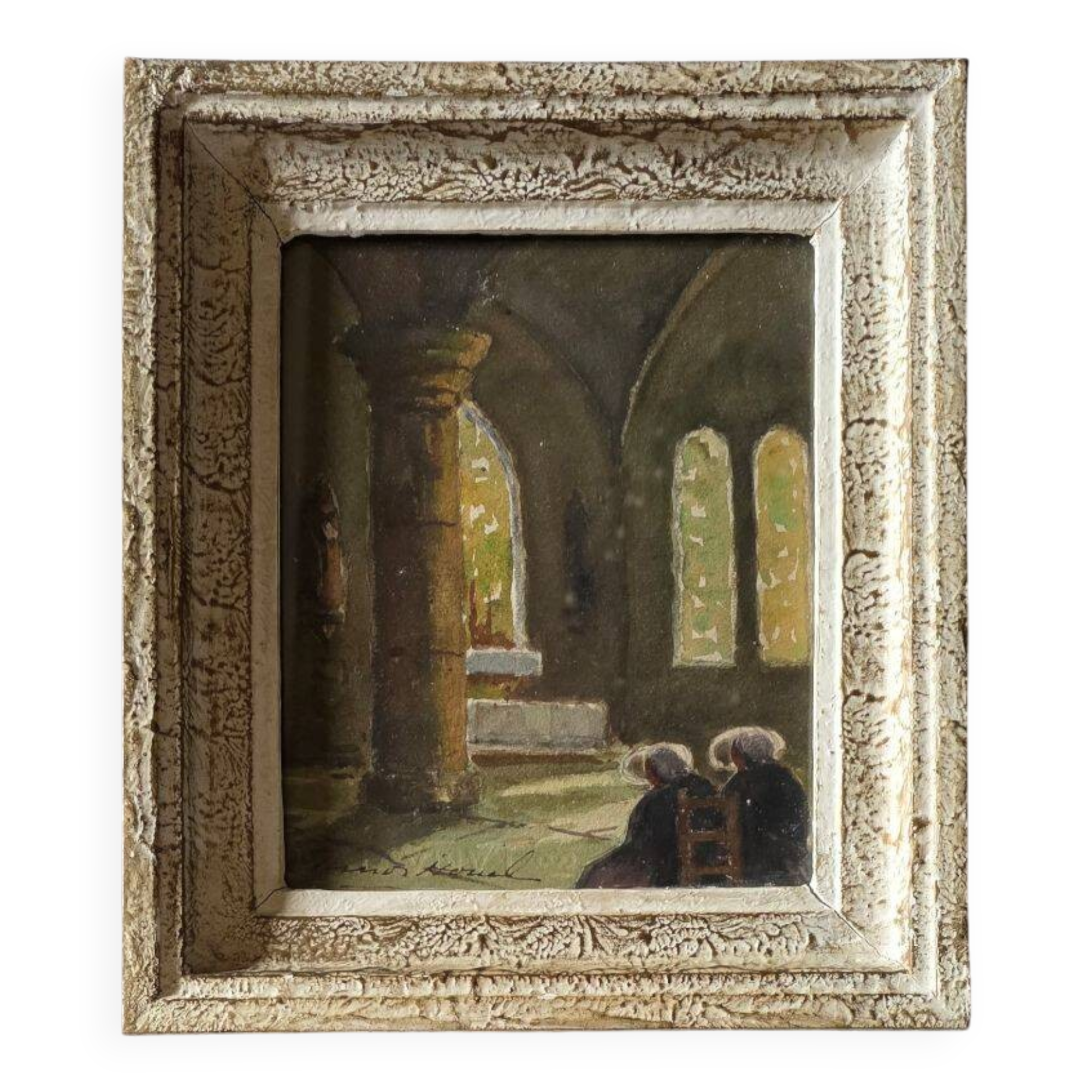 Claude HOUAL - Watercolour No. 26 At the Church Around 1950