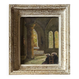 Claude HOUAL - Watercolour No. 26 At the Church Around 1950