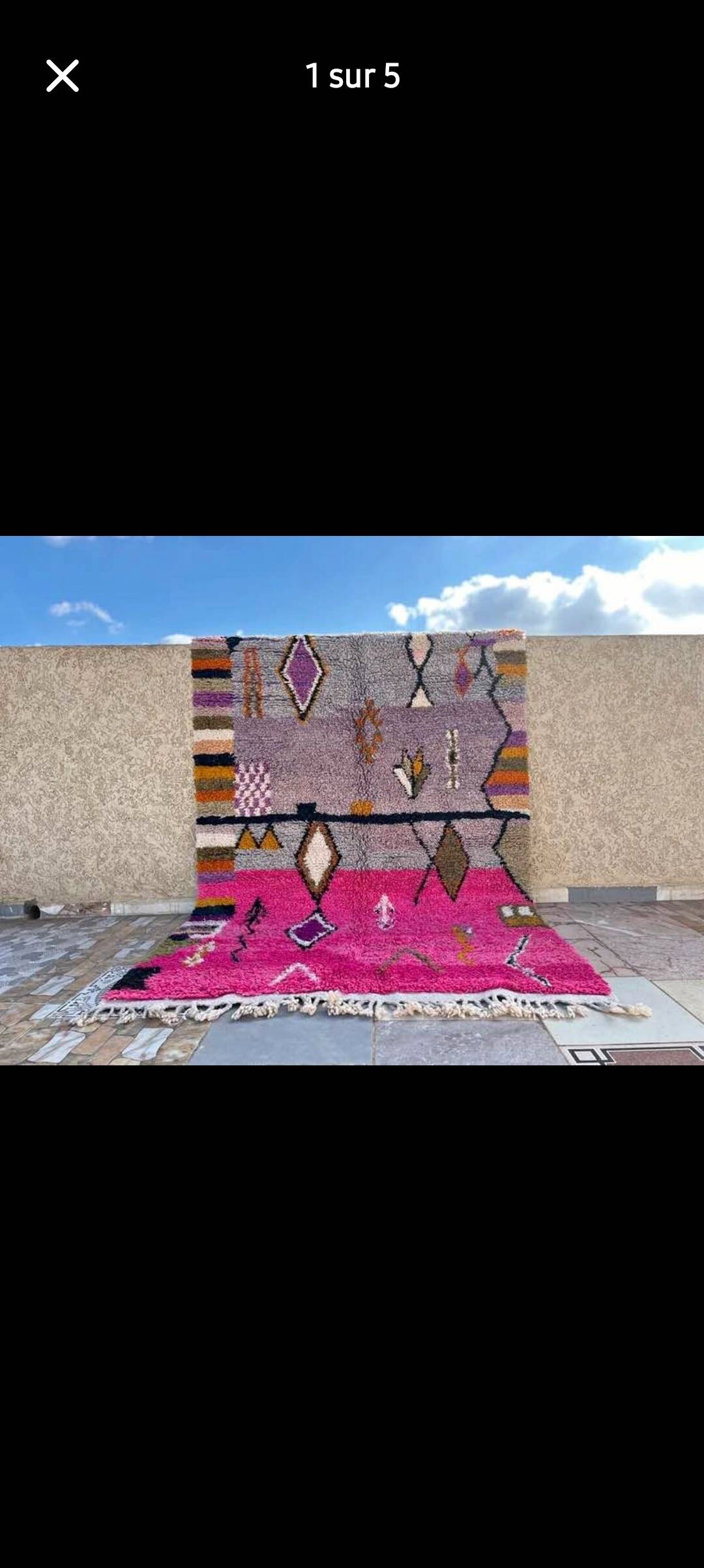 Berber rug in natural wool 160 x 260 cm