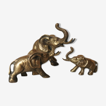 Trio of brass elephants