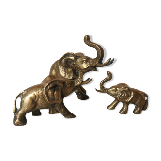 Trio of brass elephants