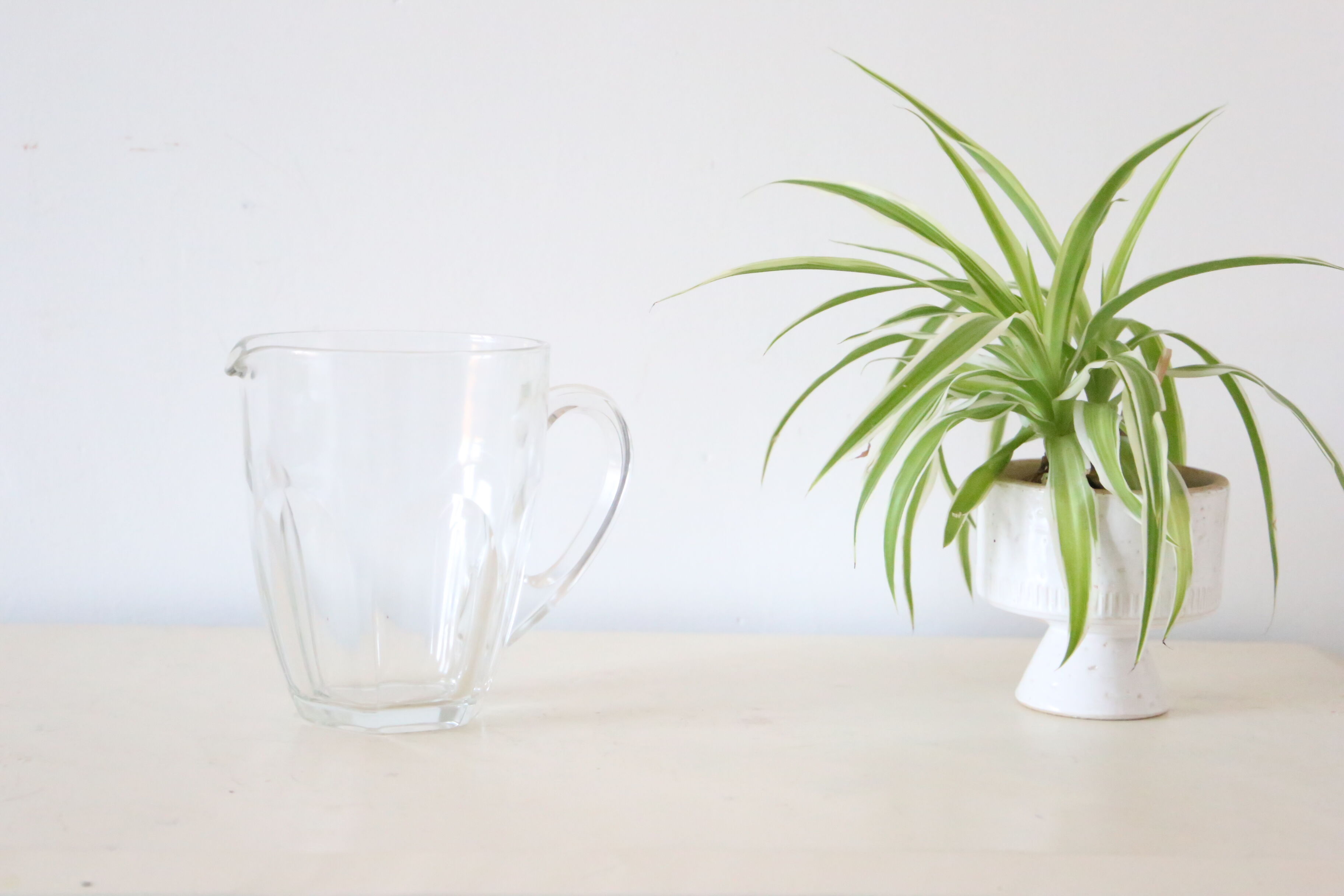 Glass pitcher, bistro, vintage