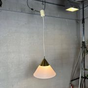 Vintage Glashütte Limburg pendant lamp – opaline and brass
