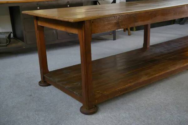Large solid oak draper's table, 1950s
