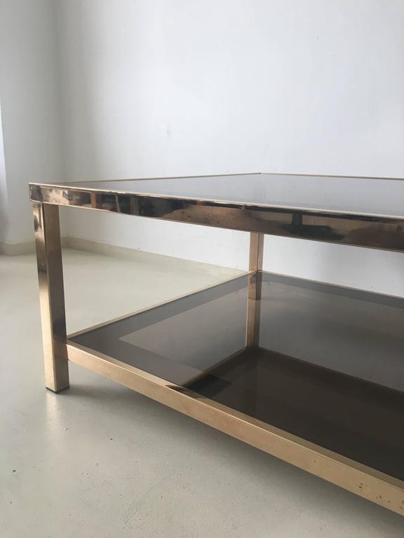 Gold-plated rectangular coffee table 23 carats, 1960 s