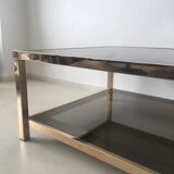 Gold-plated rectangular coffee table 23 carats, 1960 s