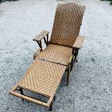 Rattan chaise longue 1960