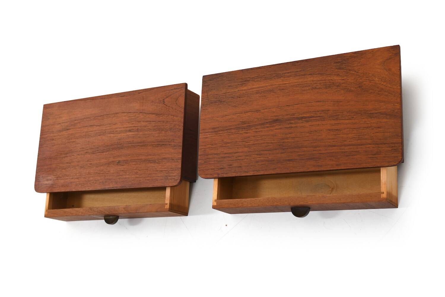 Pair of Wall Mounted Bedside Drawers in Teak