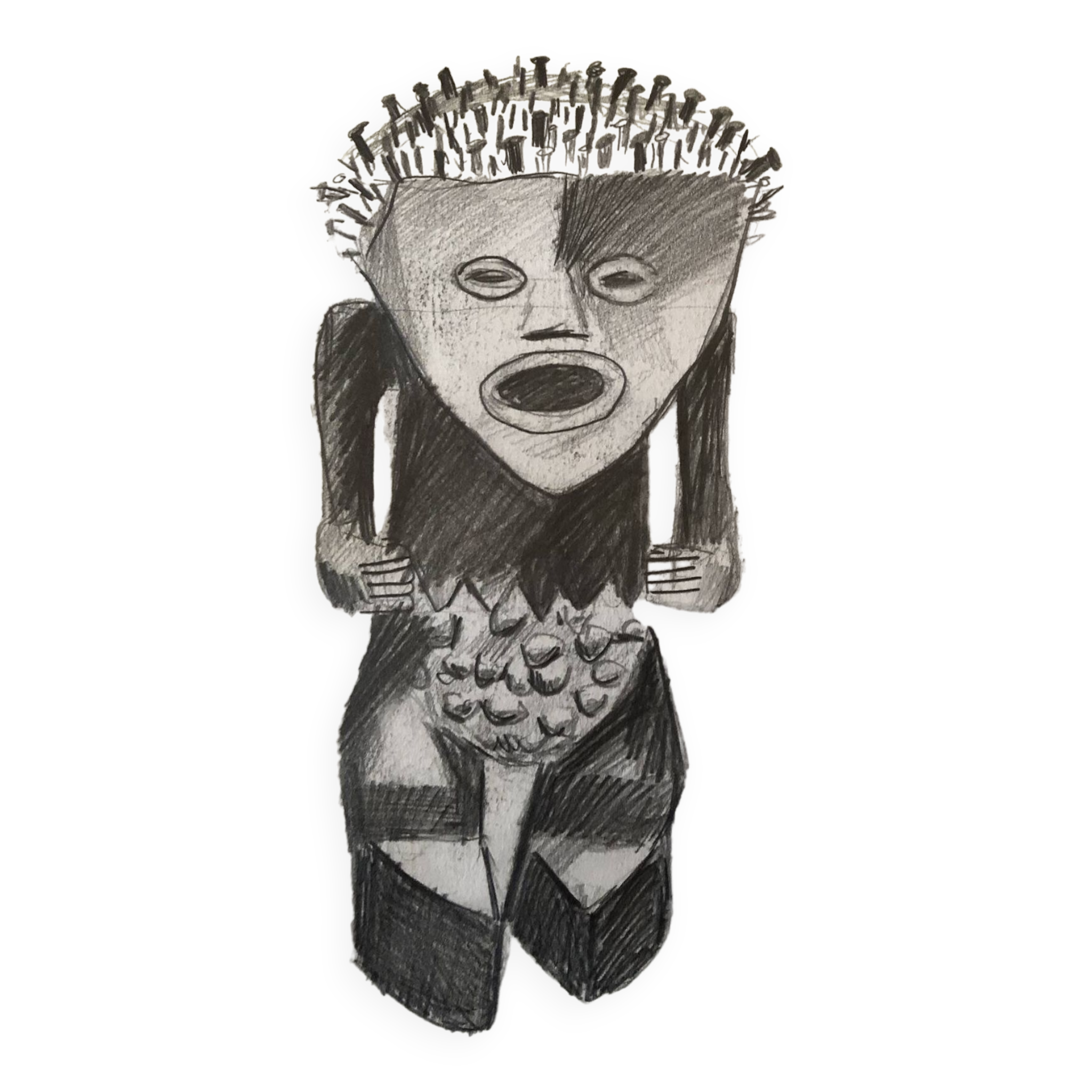 Drawing African Sculpture Manbila Cameroon