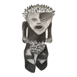 Drawing African Sculpture Manbila Cameroon