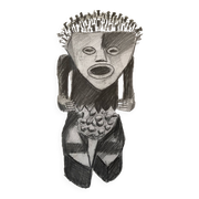 Drawing African Sculpture Manbila Cameroon