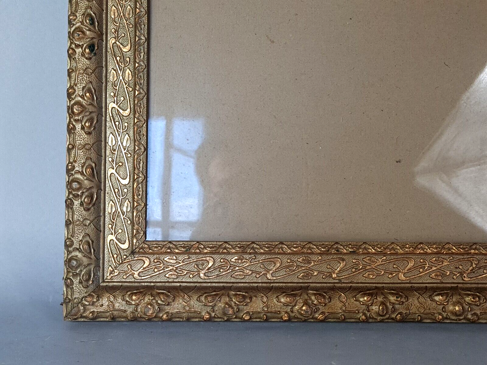 Old frame Art Nouveau décor wood stucco 51x41 foliage 40x30 cm