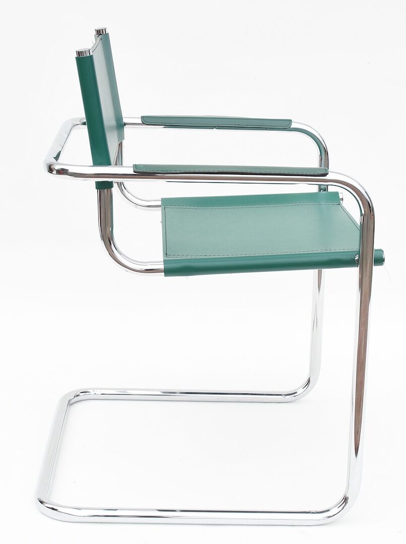 Steel and faux leather design chair