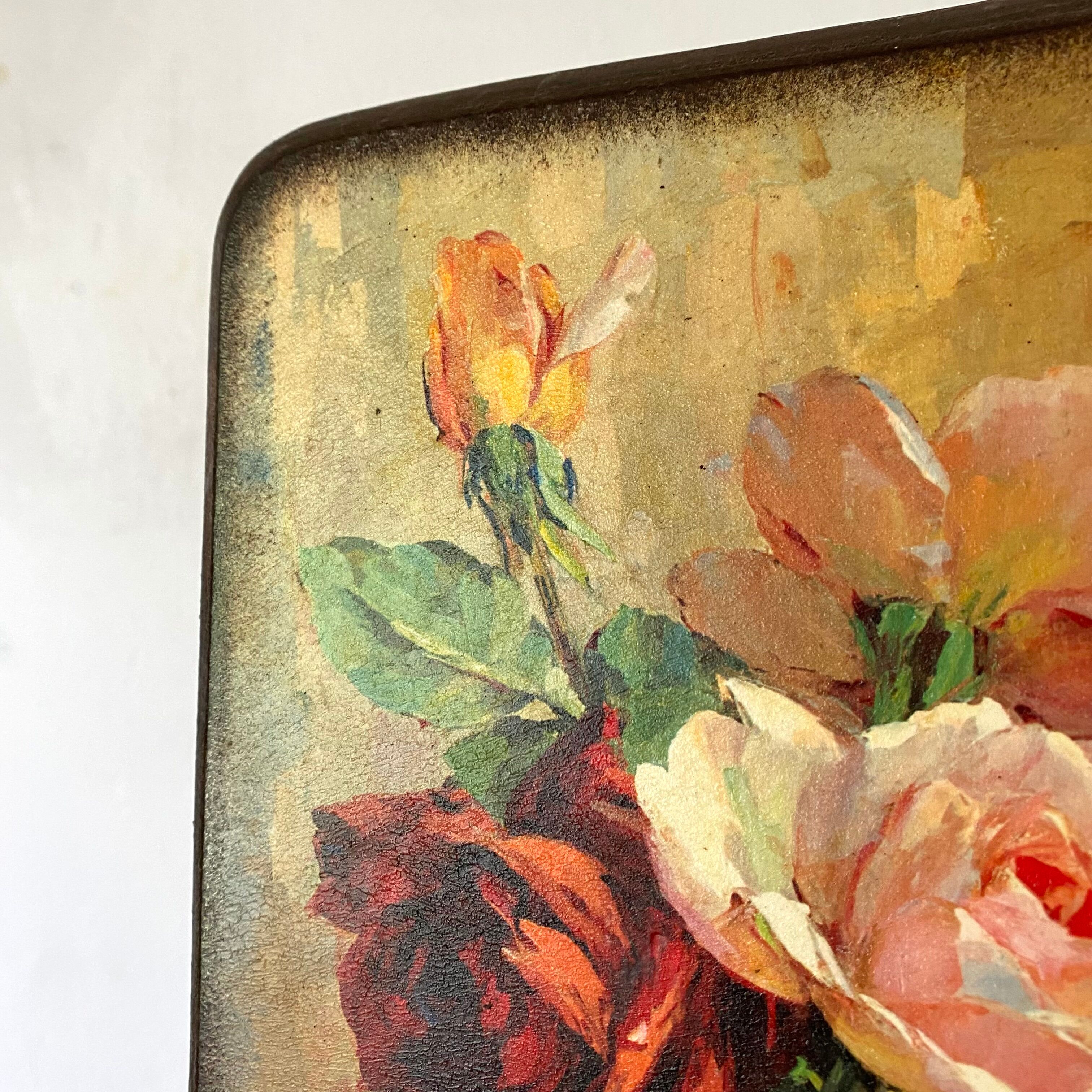 Peinture fleurs  impression d'art sur bois Roses