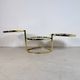 Vintage Hollywood Regency Swivel Cascade Coffee Table with Black Glass