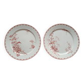 Lot of 2 Antique Plates Sarreguemines Model Carmen Red (Li)