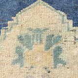 1X2 Blue vintage door mat rug, 1x2 Blue door mat rug, 2.7x1.5 Ft