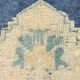 1X2 Blue vintage door mat rug, 1x2 Blue door mat rug, 2.7x1.5 Ft