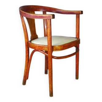 Thonet Art-deco armchair 1930, N° A 967 F, cream white leather saddle.