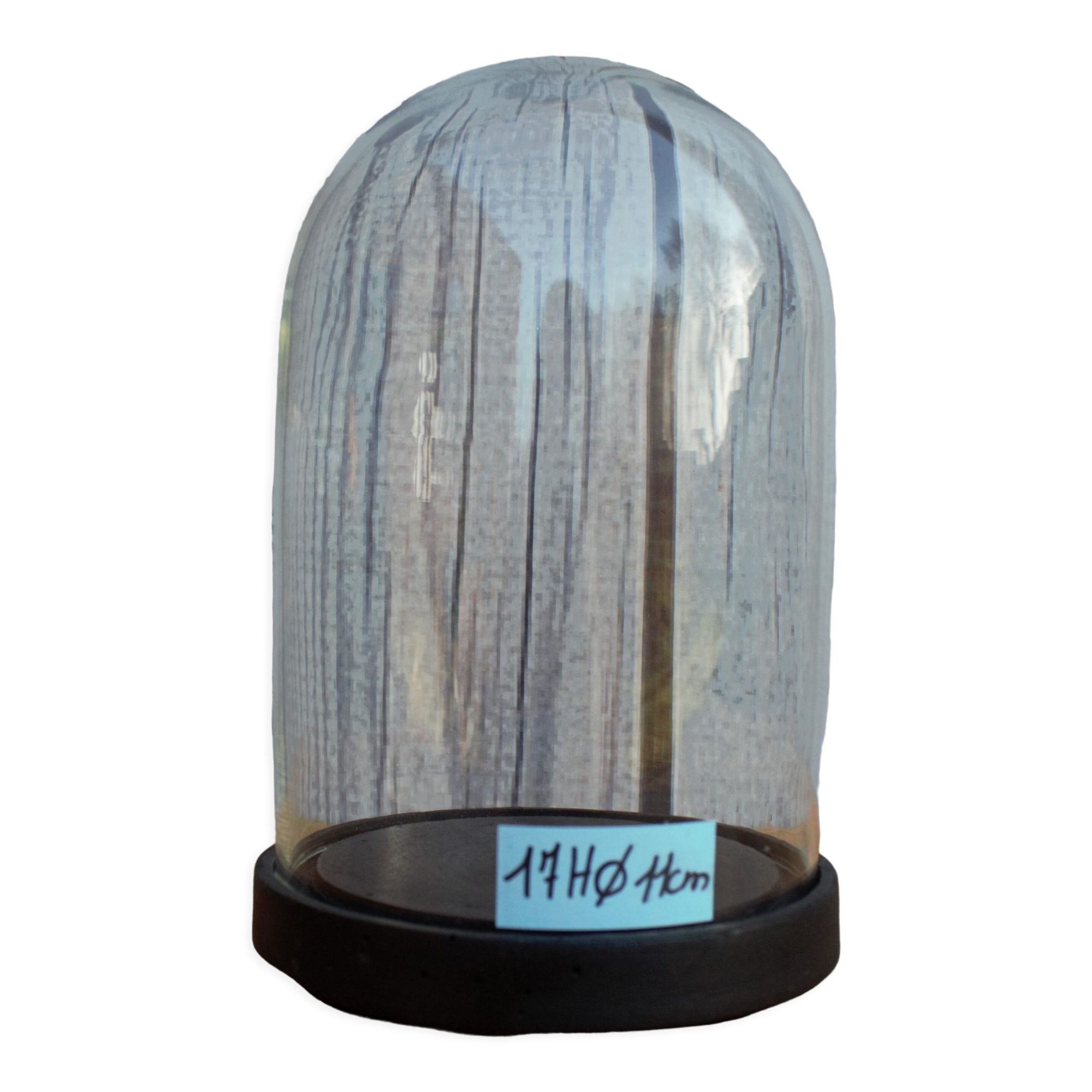 Old glass globe with black foot 17 cm high